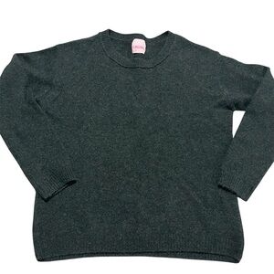 Crush Cashmere 100% Dark Gray/Black Women's Crew Neck Sweater Luxury Winter Warm